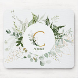 Monogram Letter C Fern & Succuled Mouse Pad Mousepad