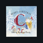 Monogram Letter C Snowy Christmas Angel Snowman Acryl Tablett<br><div class="desc">Monogram Letter C Snowy Christmas Angel Snowman. Der süße,  niedliche und so zauberhafte Engelsschneemann und seine Waldfreunde,  der Kardinal,  der Igel und ein Liebespaar Hasen spielen in einem Winterwunderland voller Schnee. Copyright,  Audrey Jeanne Roberts.</div>