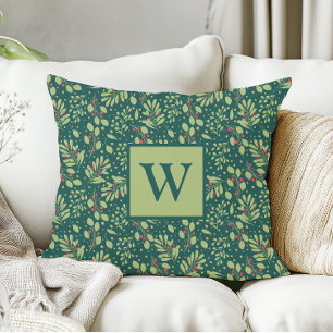 Monogram Letter Christmas Greenerity Throw Kissen