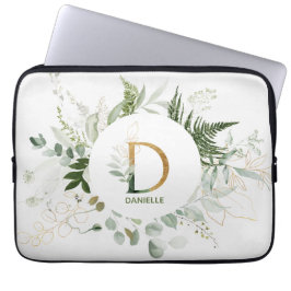 Monogram Letter D Fern & Succulous Laptop Sleeve