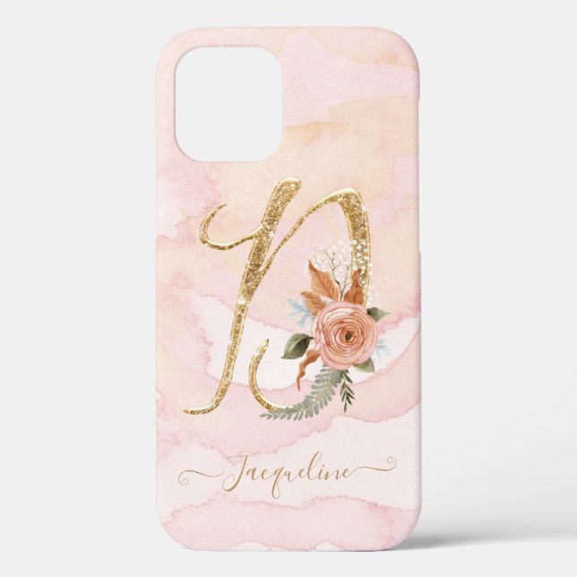 Monogram Letter D Gold Script Case-Mate iPhone Hülle (Rückseite)