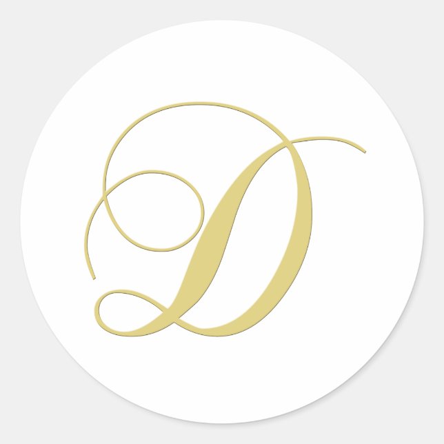 Monogram Letter D Golden Single Runder Aufkleber (Vorderseite)