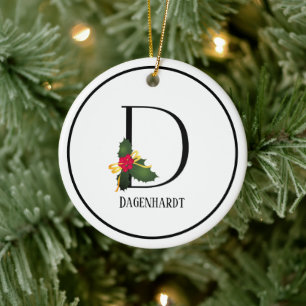 Monogram Letter D Personalisiert Weihnachten Keramik Ornament