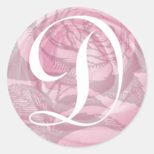 Monogram Letter D Pink Roses Aufkleber