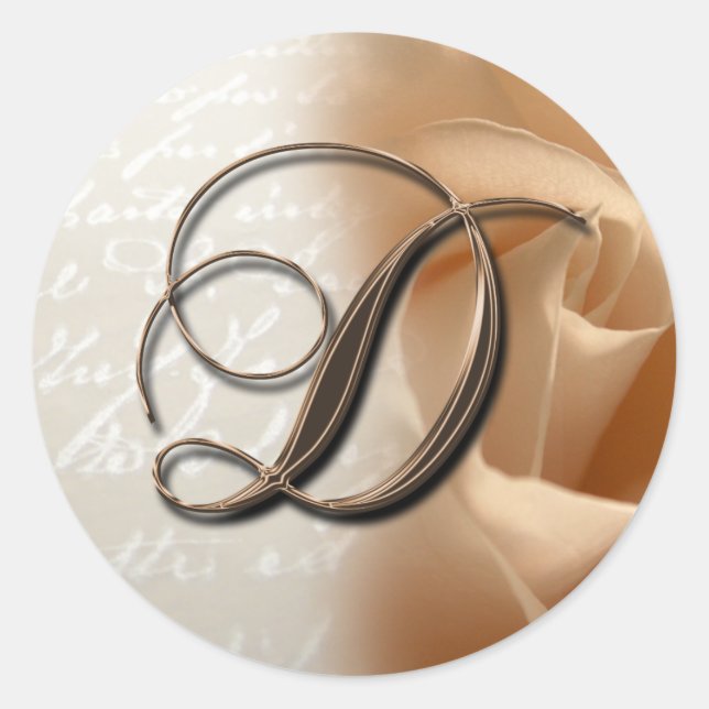 Monogram Letter D Wedding Envelope Aufkleber (Vorderseite)