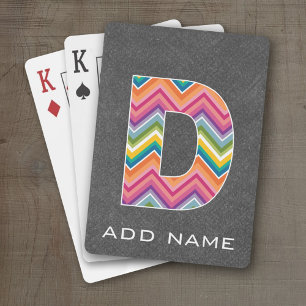 Monogram Letter D - Zickzack Muster der Chalkboard Spielkarten