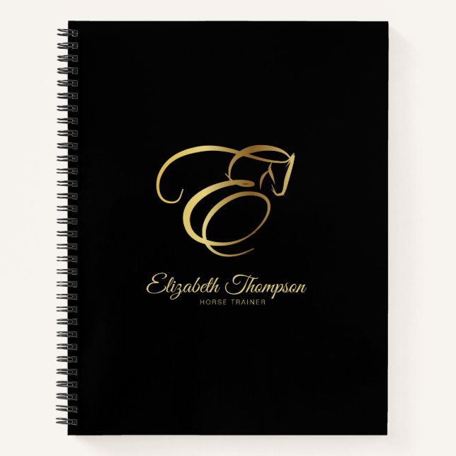 Monogram Letter E Horse Notizbuch (Vorderseite)