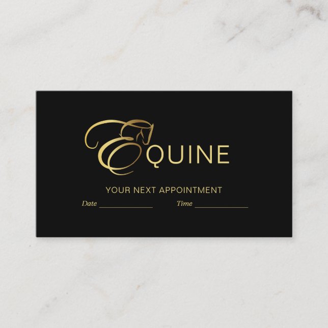 Monogram Letter E Pferd in Goldfarbe Terminkarte (Vorderseite)