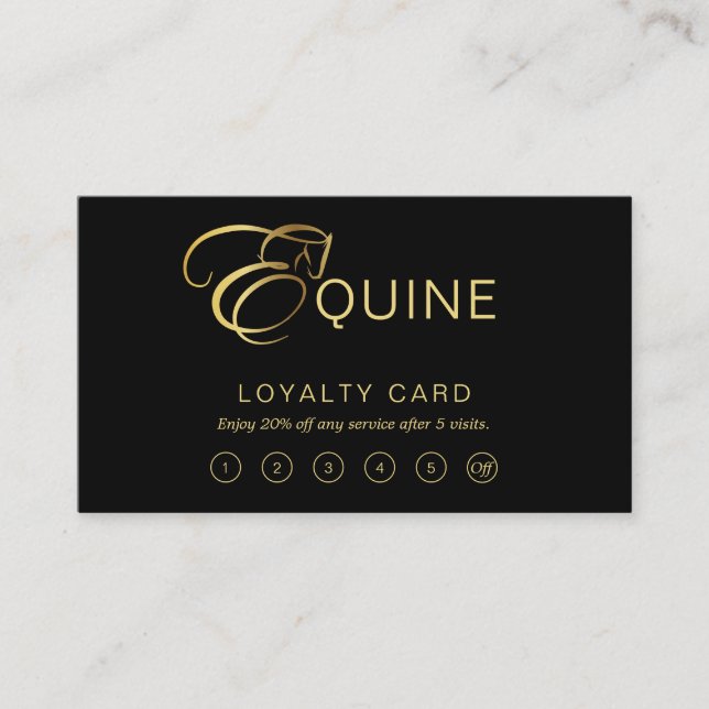 Monogram Letter E Pferd in Goldfarbe Treuekarte (Vorderseite)