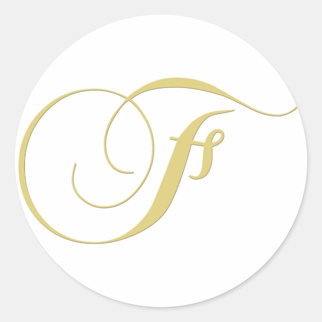 Monogram Letter F Golden Single Runder Aufkleber (Vorderseite)