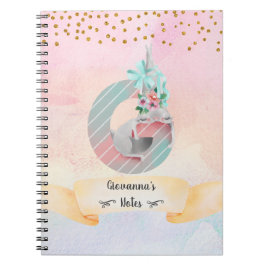 Monogram Letter G Sleepy Bunny Girl Daily Studies Notizblock