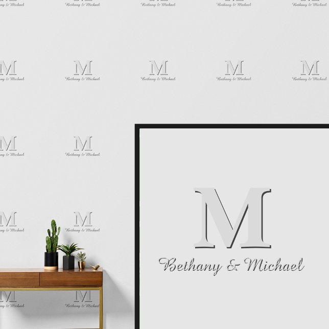 Monogram Letter Initials & Name(n) Gray on Gray Tapete (Von Creator hochgeladen)