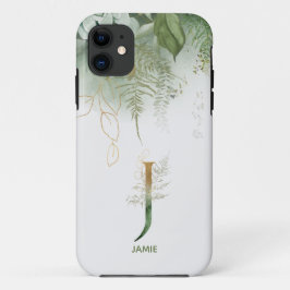 Monogram Letter J Elegant Ferns Case-Mate iPhone Hülle