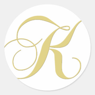 Monogram Letter K Golden Single Runder Aufkleber