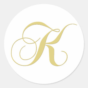 Monogram Letter K Golden Single Runder Aufkleber
