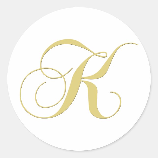 Monogram Letter K Golden Single Runder Aufkleber (Vorderseite)