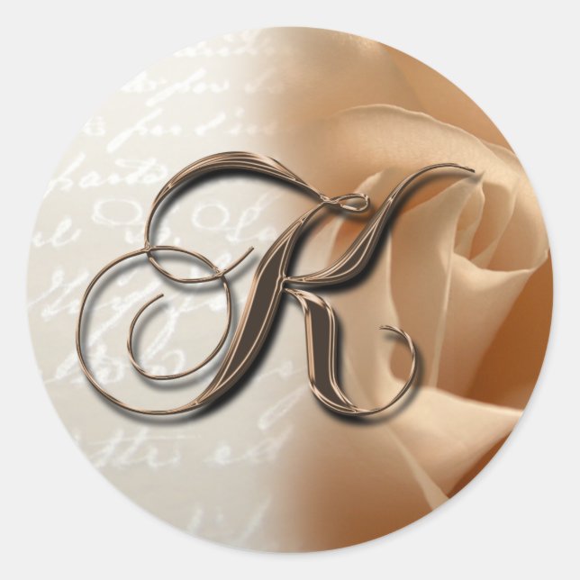 Monogram Letter K Wedding Envelope Sticker (Vorderseite)