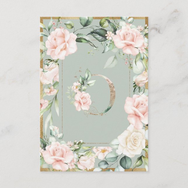 Monogram Letter L Elegantsage Green Floral Dankeskarte (Vorderseite)