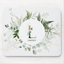 Monogram Letter L Greenerath Wreath Mouse Pad Mousepad