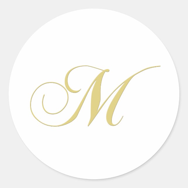 Monogram Letter M Golden Single Runder Aufkleber (Vorderseite)