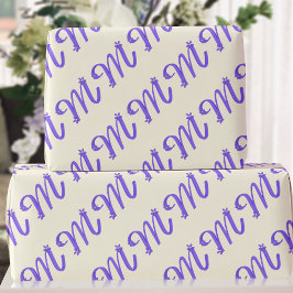 Monogram Letter M Lila Cremewabziehpapier Geschenkpapier