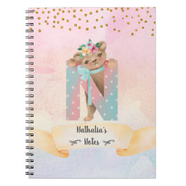 Monogram Letter N Baby Bear Girl Daily Study Notizblock