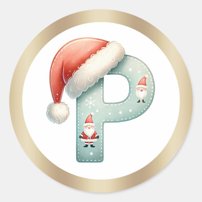 Monogram letter N, Santa hat Christmas Sticker (Devant)