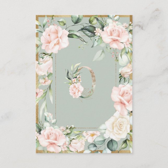 Monogram Letter O Floral Dankeschön Karte (Vorderseite)