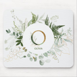 Monogram Letter O Greenerath Wreath Mouse Pad Mousepad