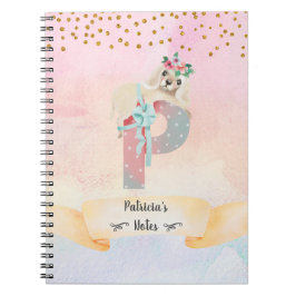 Monogram Letter P Baby Dog Girl Daily Study Notizblock