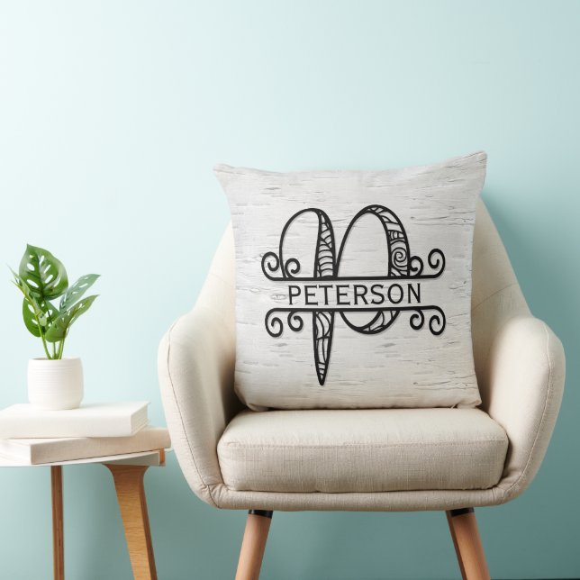 Monogram Letter P mit Familienname Kissen (Stuhl )