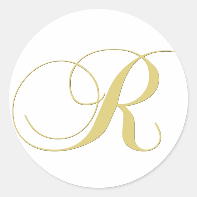 Monogram Letter R Golden Single Runder Aufkleber (Vorderseite)