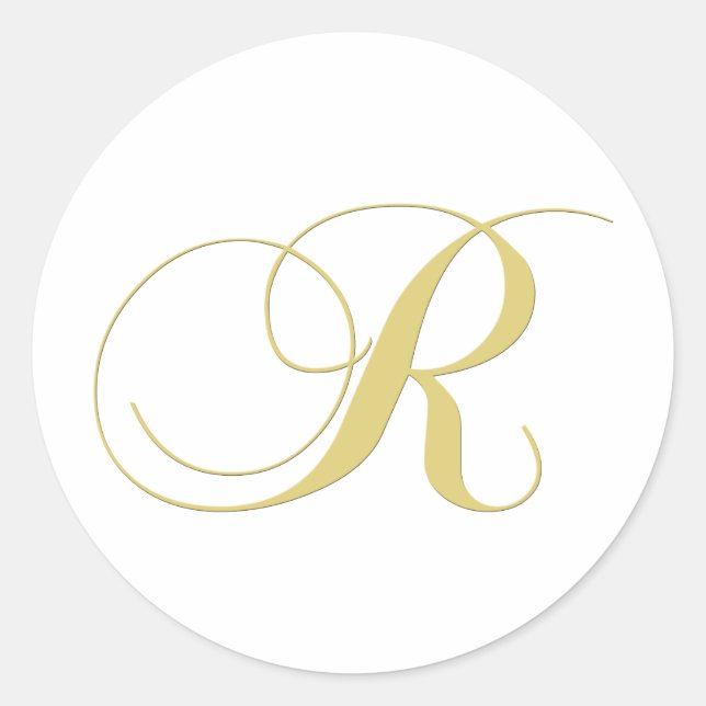 Monogram Letter R Golden Single Runder Aufkleber (Vorderseite)