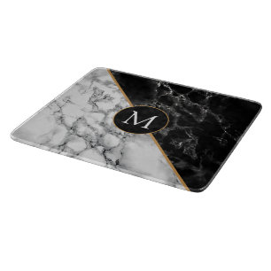 Monogram Letter Schwarz-weiß Marbour Cutting Board Schneidebrett