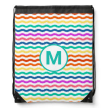 Monogram Letter Summer Fun Rainbow Waves