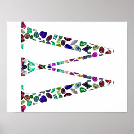 Monogram Letter W - Gemstone Initial Design Poster