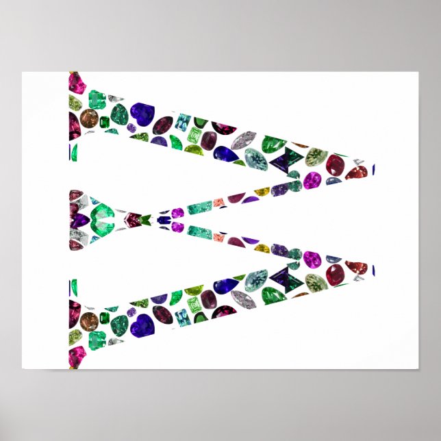 Monogram Letter W - Gemstone Initial Design Poster (Vorne)