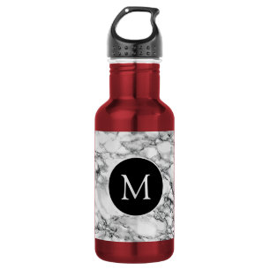 Monogram Letter Water Flasche Weißes Marmordesign Edelstahlflasche
