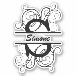 Monogram letter with swirls ; space for your name aufkleber