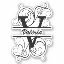 Monogram letter with swirls ; space for your name aufkleber