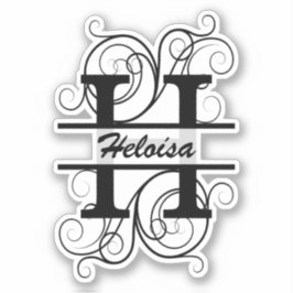 Monogram letter with swirls ; space for your name aufkleber