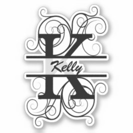 Monogram letter with swirls ; space for your name aufkleber