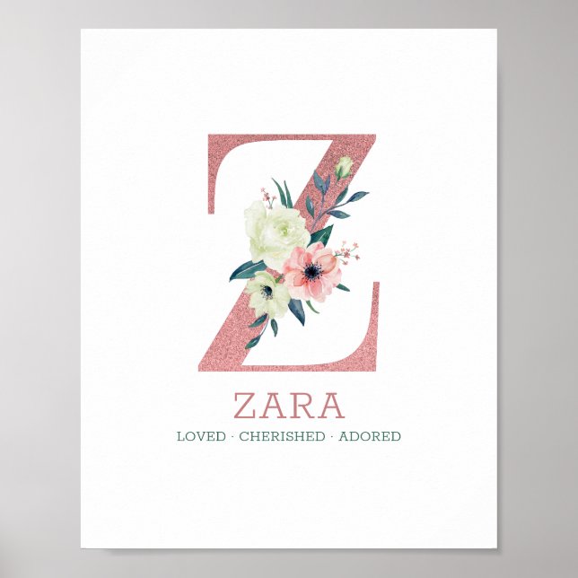 Monogram Letter Z Pink Kinderzimmer Poster (Vorne)