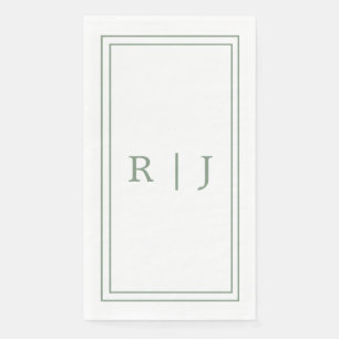 Monogram Letters Initial Sage Green Simple Wedding Serviette