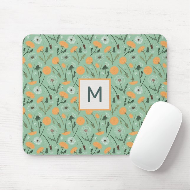 Monogram-Leuchter-Blume Orangefarbenes Muster Mousepad (Mit Mouse)
