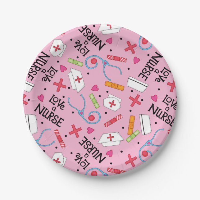 Monogram Liebe A Nursy Whimsy Art Pink Pappteller (Vorderseite)