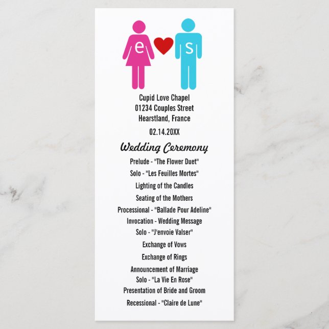Monogram Liebe Couple Weddingprogramme Programm (Vorderseite)
