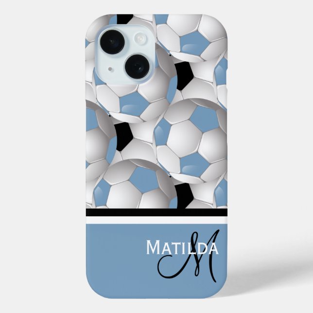Monogram Light Blue Black Soccer Ball Pattern title_seo2 (Rückseite)