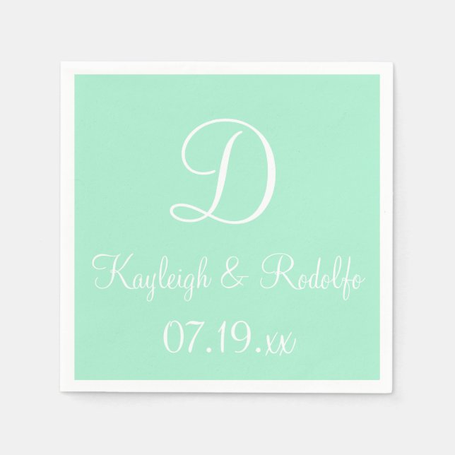 Monogram Light Mint Exklusives Farbpapier Napki Serviette (Vorderseite)