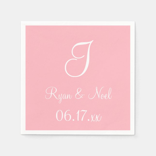 Monogram Light Pink Classy Monochromatic Napkins Serviette (Vorderseite)